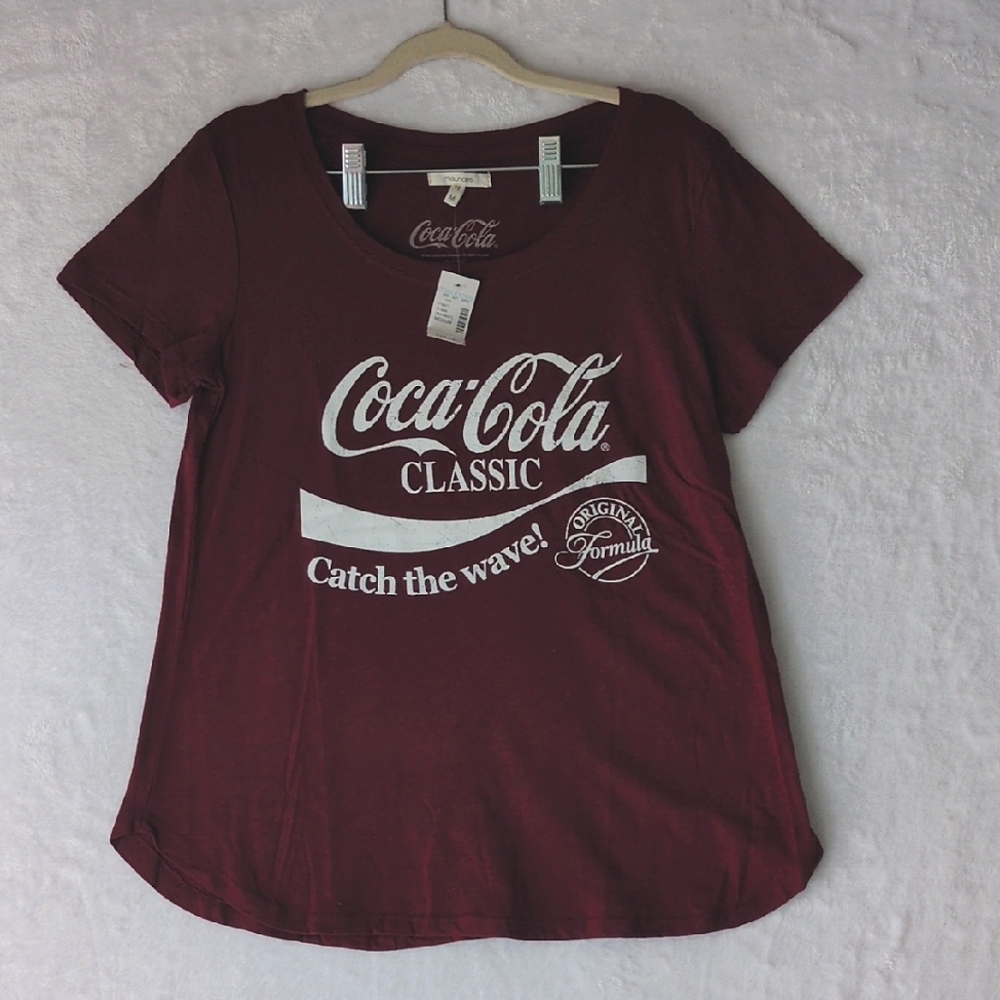 Maurices Womens Coca Cola Classic Maroon Tee Shirt Size M